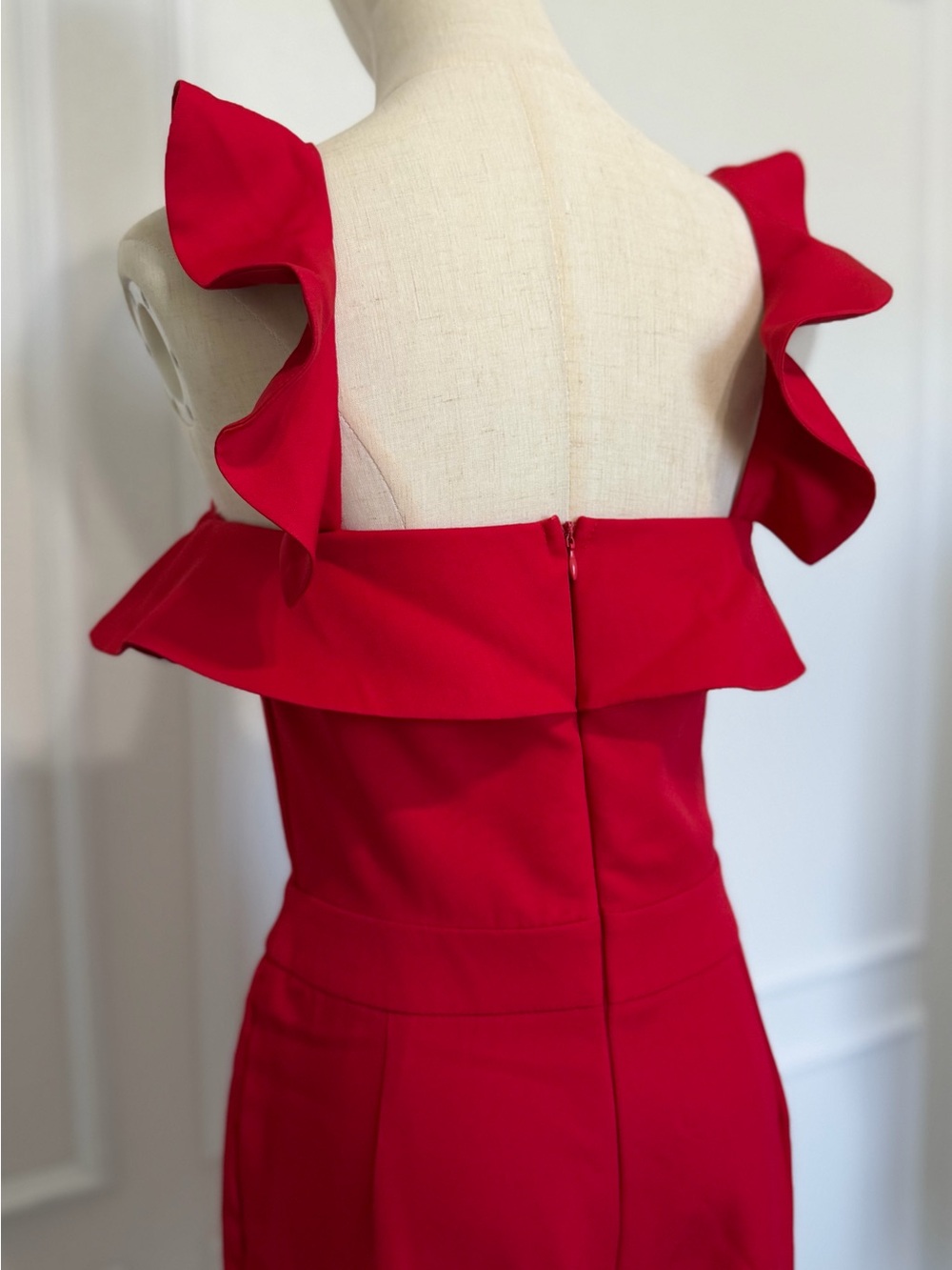 Halter Ruffle Red Jumpsuit - Picture 7 of 8
